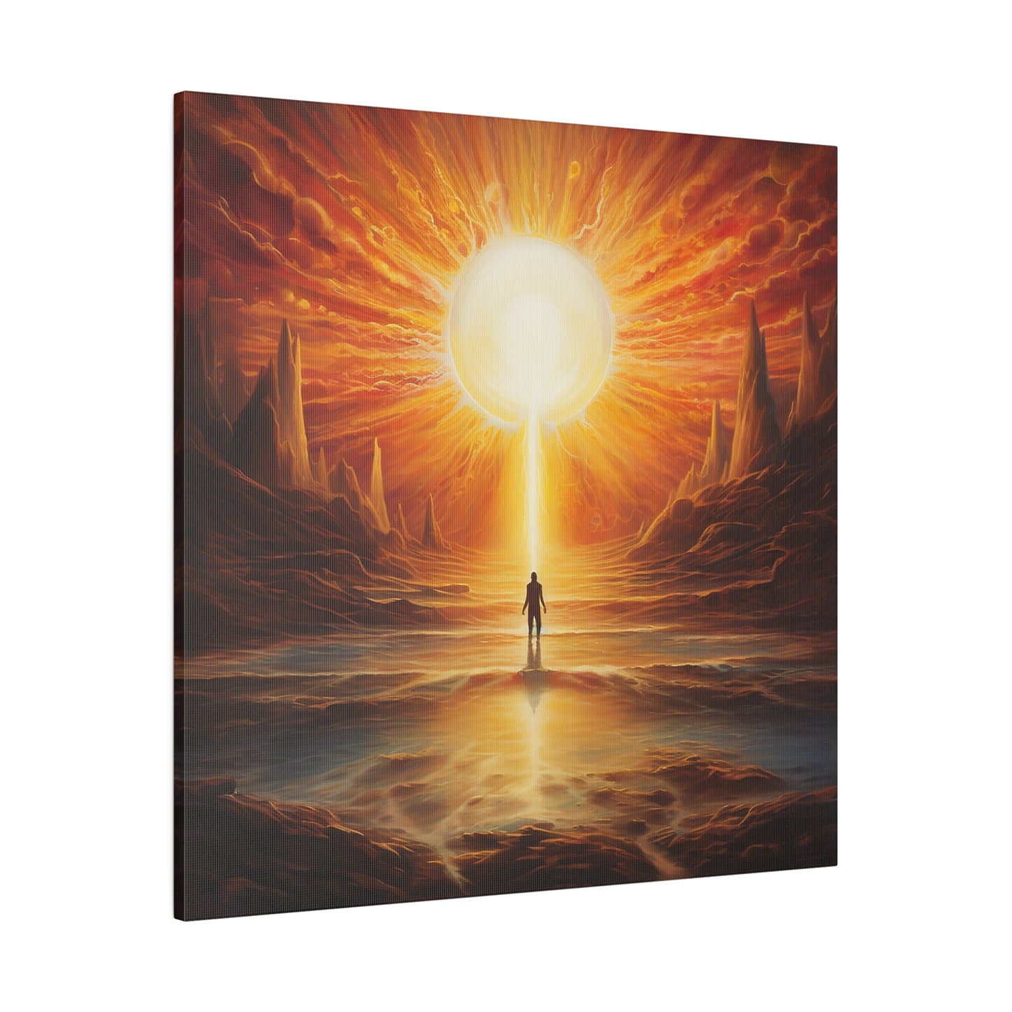 Lienzo mate con el sol sobre la tierra