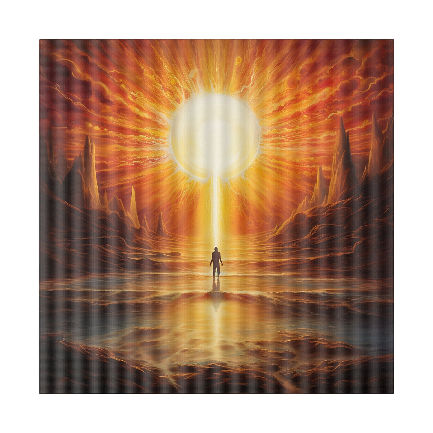 Lienzo mate con el sol sobre la tierra