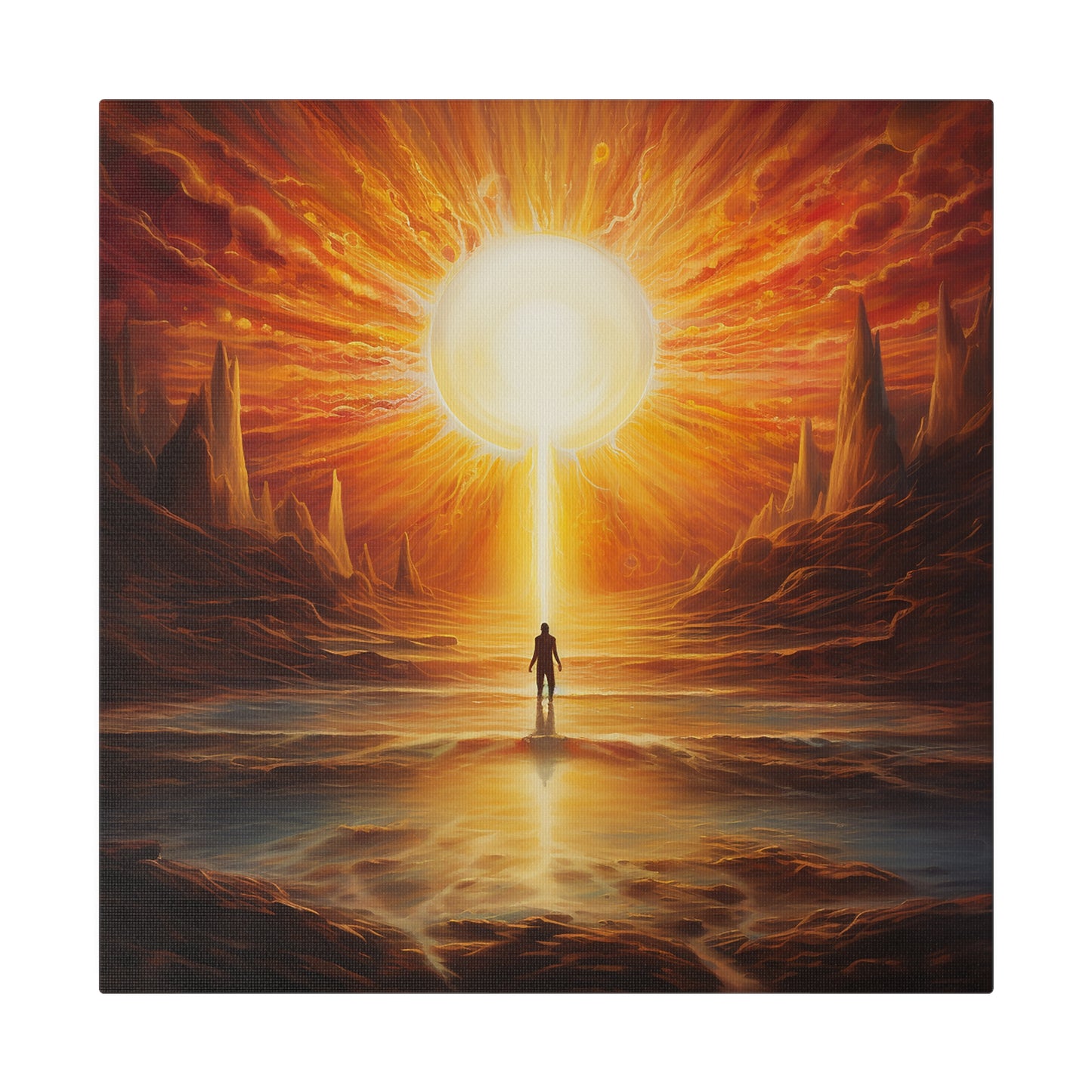 Lienzo mate con el sol sobre la tierra