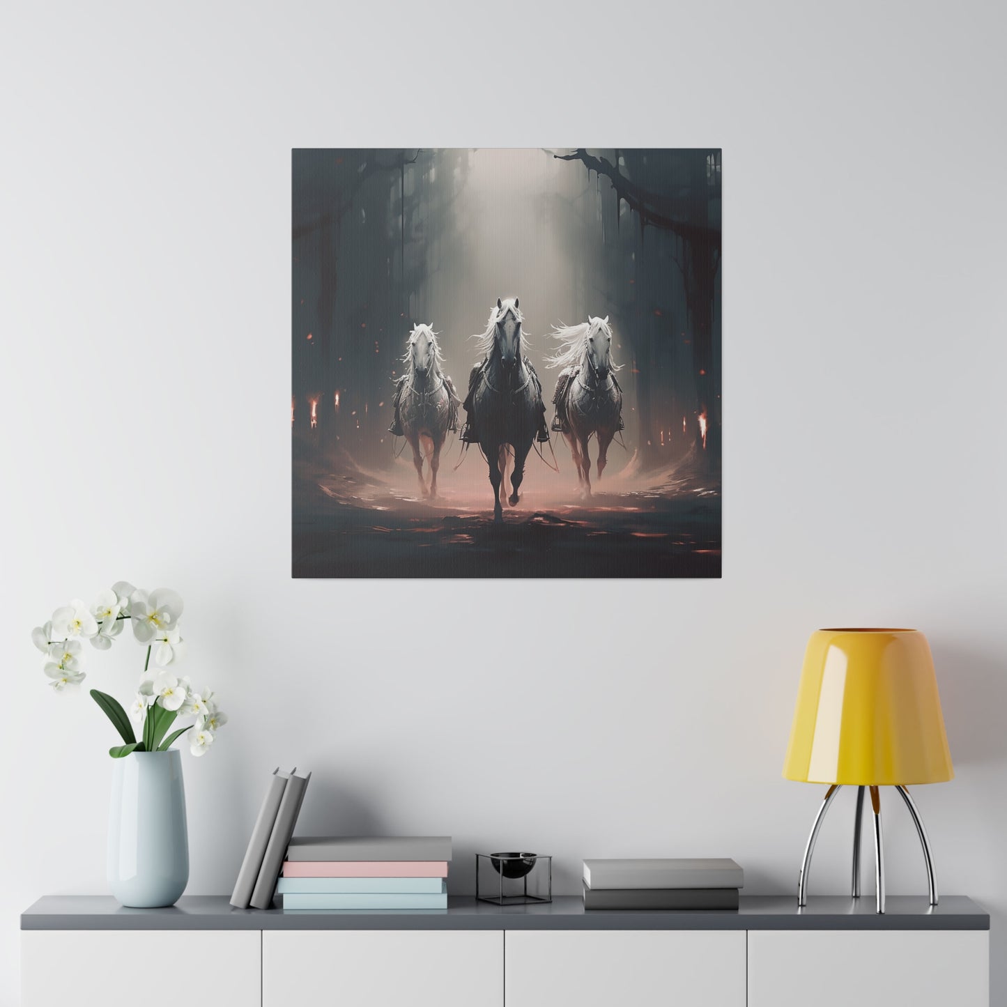 Lienzo mate de caballos guerreros