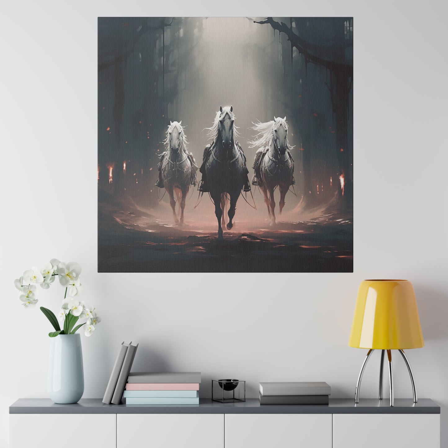 Lienzo mate de caballos guerreros