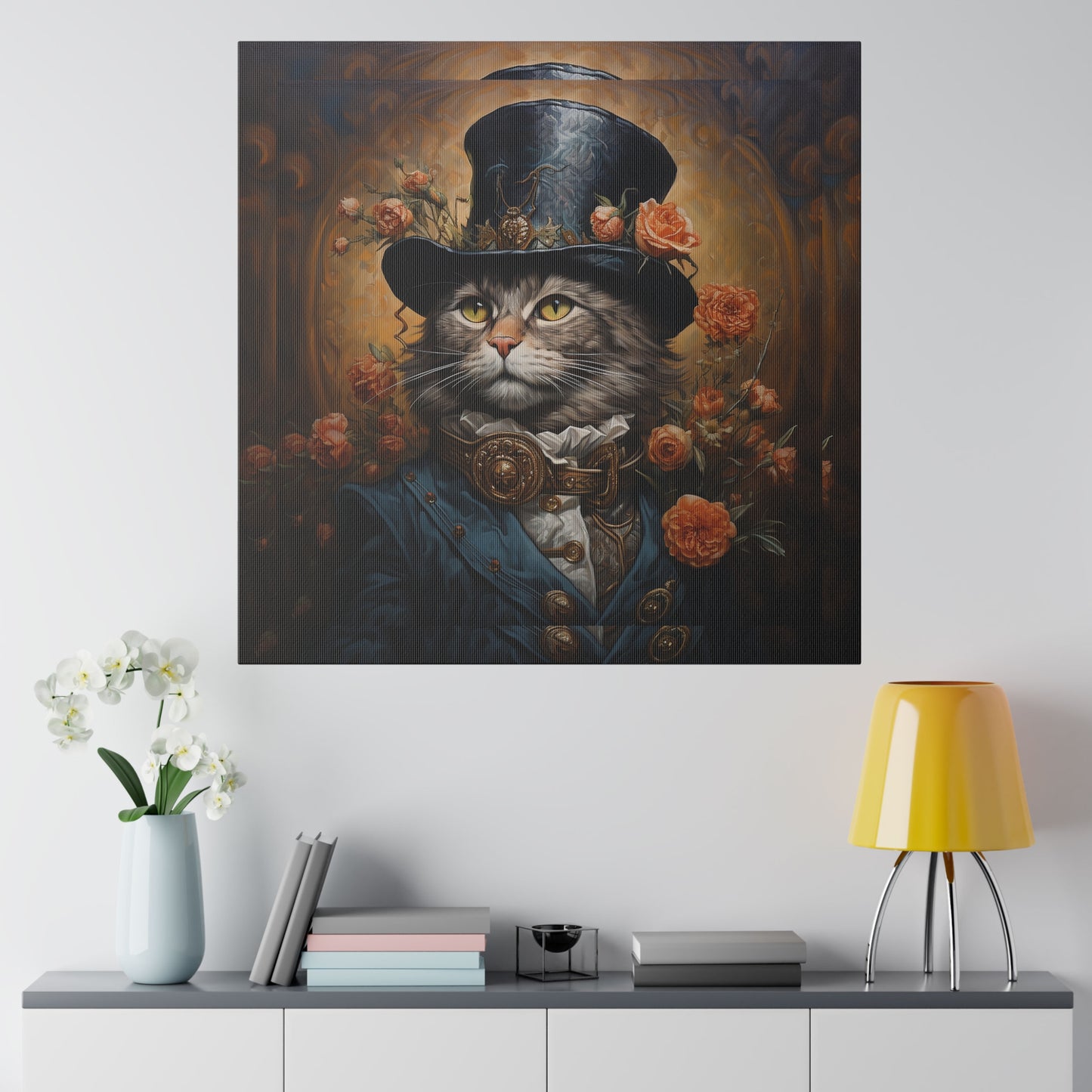 Cat with Hat Matte Canvas