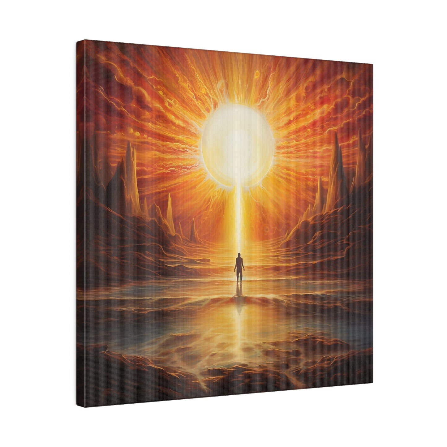 Lienzo mate con el sol sobre la tierra