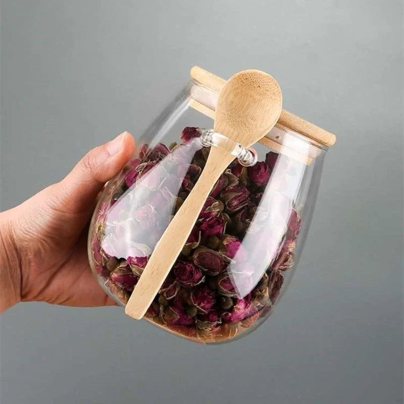 Airtight Glass Storage Jars with Lids for Food Preservation - Ideal for Sugar, Tea, and Coffee in the Kitchen