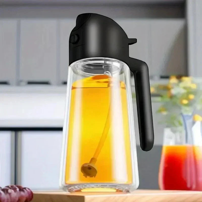 500ml Dual-Function Glass Oil Sprayer and Bottle for BBQ, Baking, and Kitchen Use