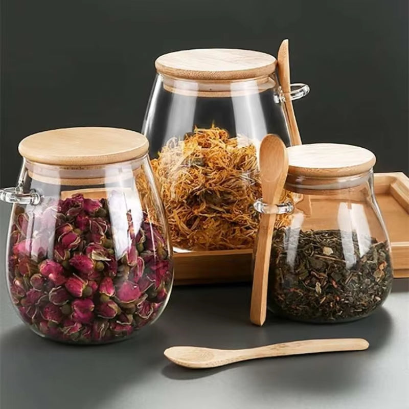 Airtight Glass Storage Jars with Lids for Food Preservation - Ideal for Sugar, Tea, and Coffee in the Kitchen
