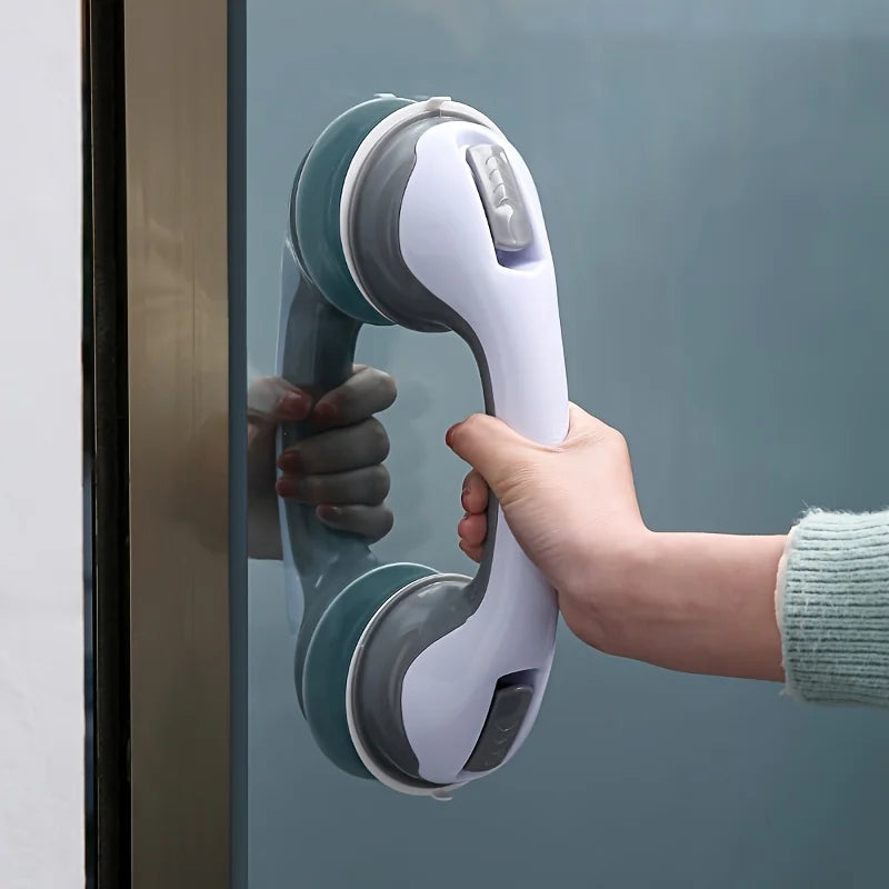 A sturdy, wall-mounted bathroom grab bar designed to provide support and prevent falls, featuring a non-slip surface and constructed from corrosion-resistant materials suitable for wet environments.