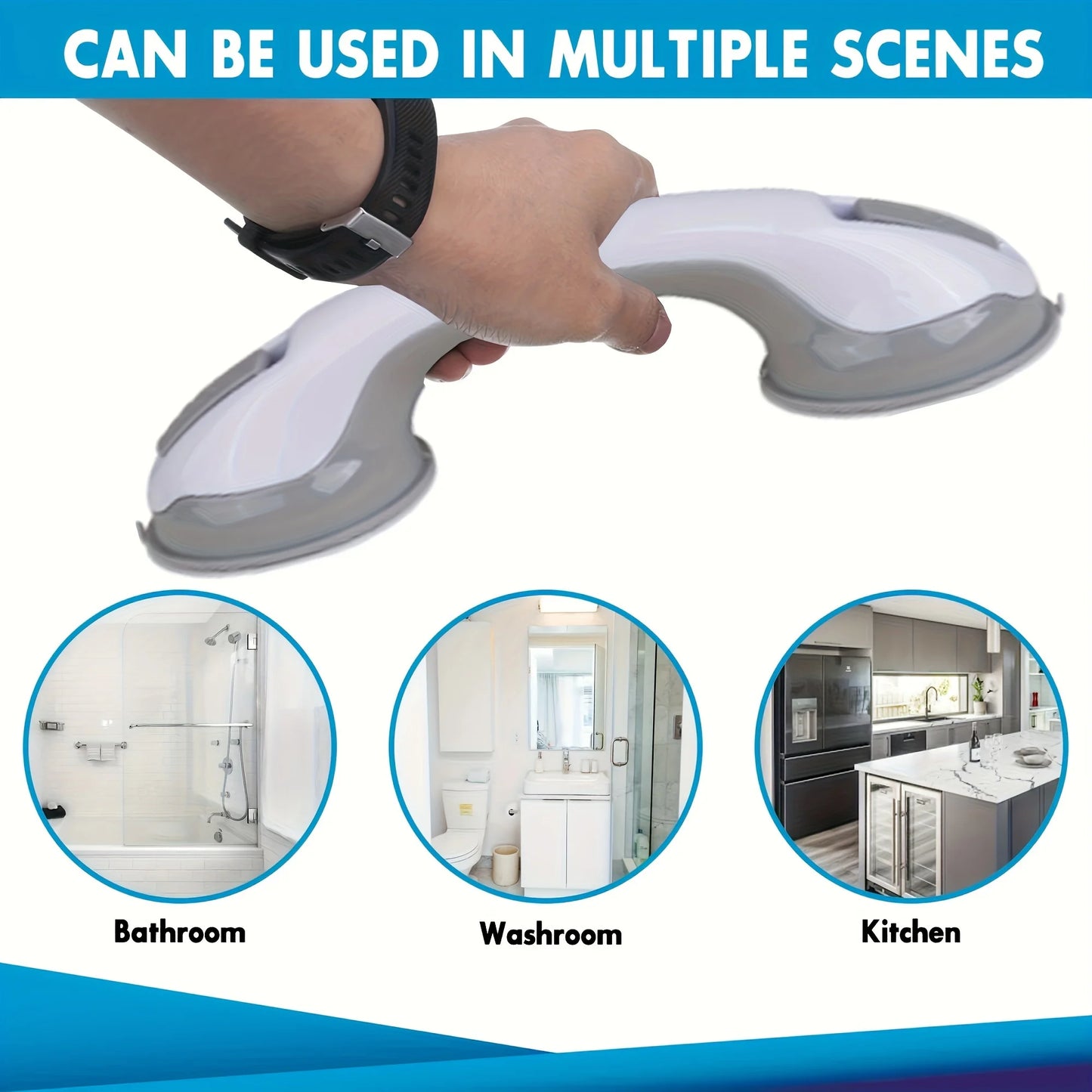 A sturdy, wall-mounted bathroom grab bar designed to provide support and prevent falls, featuring a non-slip surface and constructed from corrosion-resistant materials suitable for wet environments.