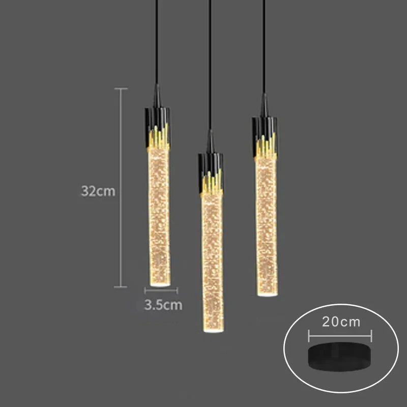 A modern luxury crystal pendant lamp featuring elegant crystal elements suspended from a sleek, contemporary fixture. Designed to add sophistication and glamour to any space, this lamp combines high-quality materials with innovative design, making it a striking focal point in both modern and traditional interiors