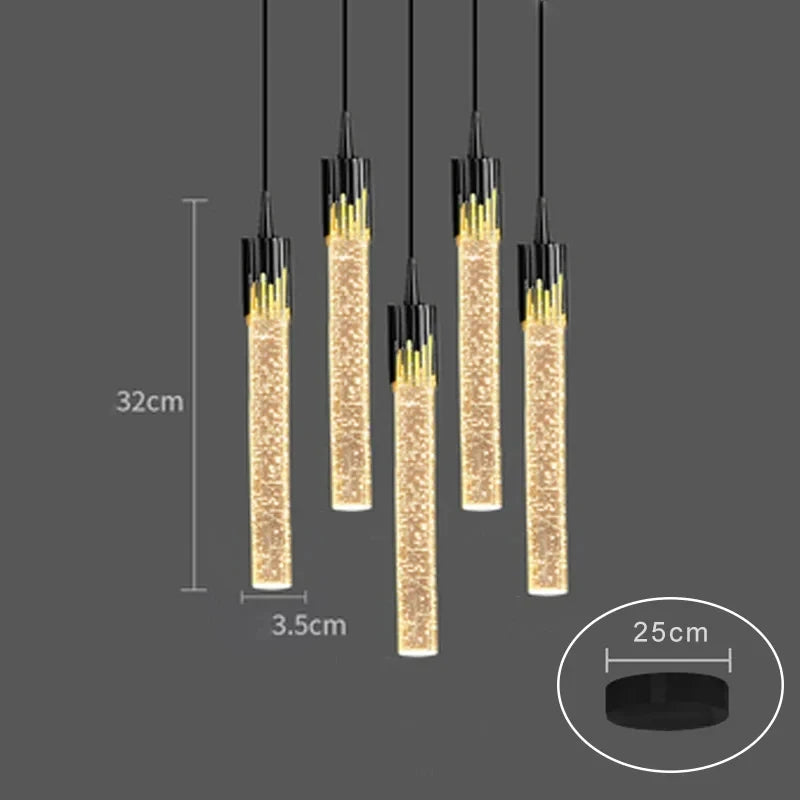 A modern luxury crystal pendant lamp featuring elegant crystal elements suspended from a sleek, contemporary fixture. Designed to add sophistication and glamour to any space, this lamp combines high-quality materials with innovative design, making it a striking focal point in both modern and traditional interiors