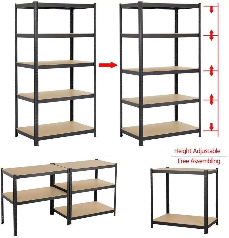 A versatile shelving unit featuring multiple adjustable shelves, crafted from durable materials to provide ample storage and display space for various items in homes, offices, or retail environments.