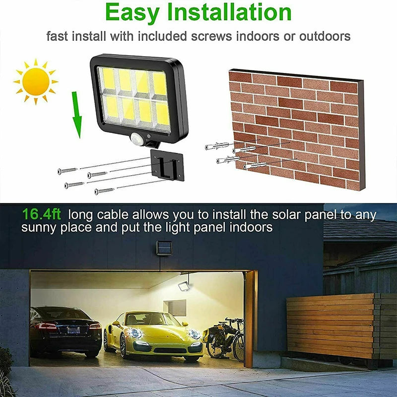 Modern solar-powered split wall lamp with energy-efficient LED lighting. Designed for outdoor use, featuring a sleek, weather-resistant build and automatic dusk-to-dawn activation for enhanced illumination and security