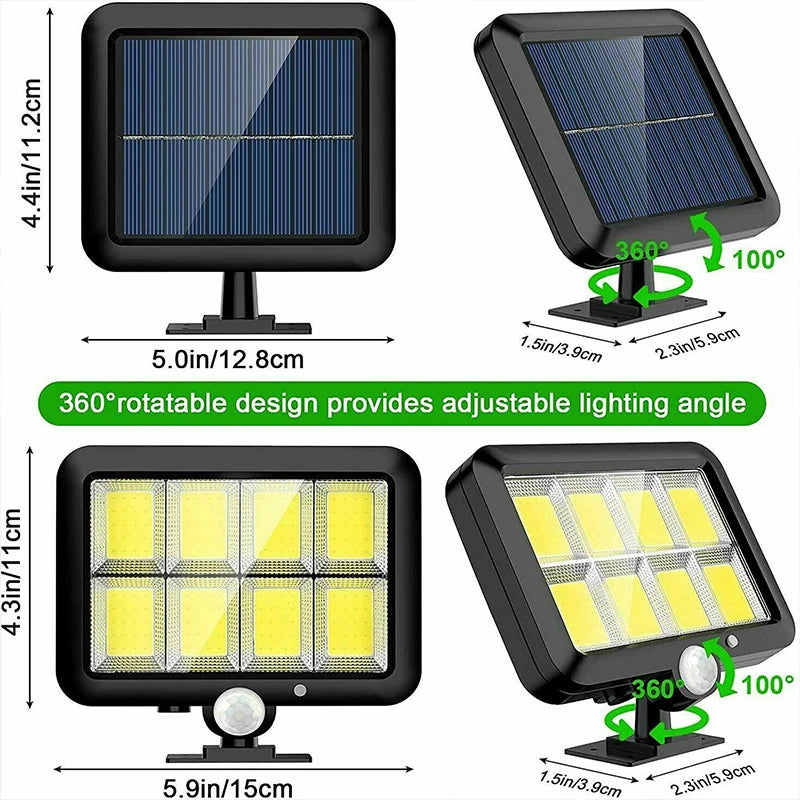 Modern solar-powered split wall lamp with energy-efficient LED lighting. Designed for outdoor use, featuring a sleek, weather-resistant build and automatic dusk-to-dawn activation for enhanced illumination and security