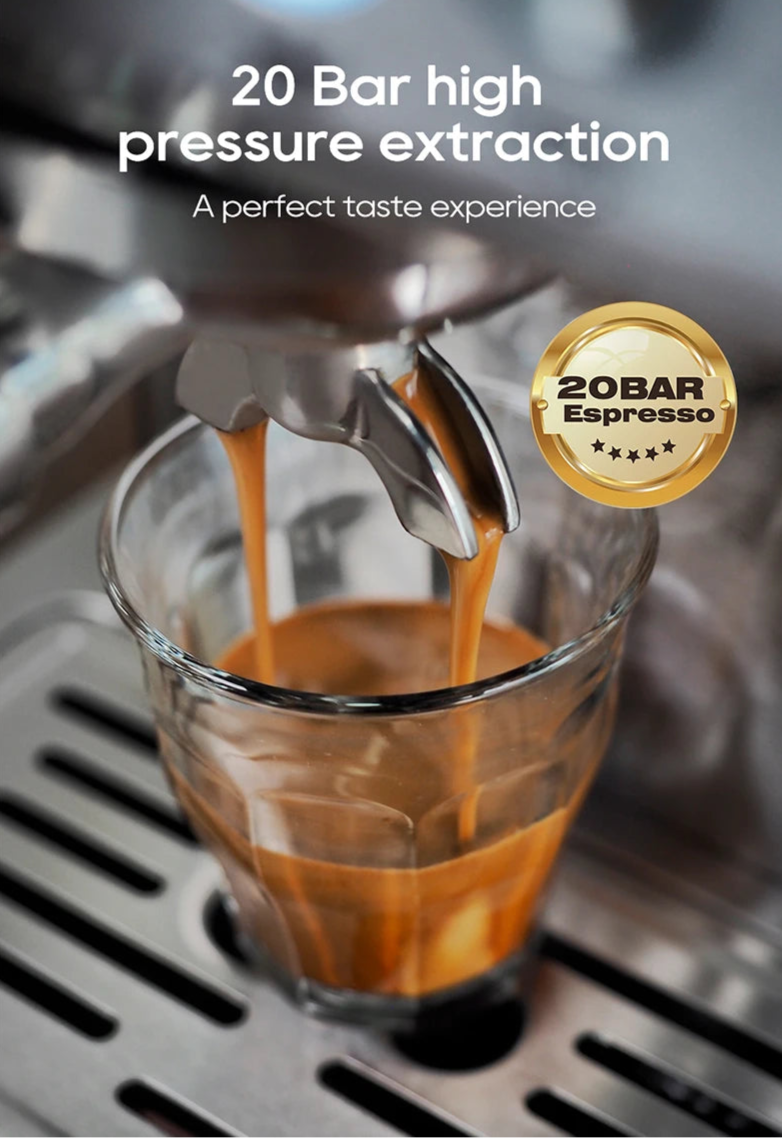 An automatic espresso coffee machine designed for ease of use, featuring a sleek modern design, programmable settings for brewing espresso, and a built-in grinder for fresh coffee grounds.