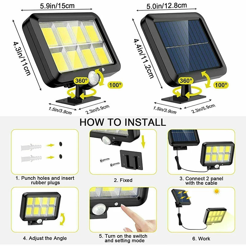 Modern solar-powered split wall lamp with energy-efficient LED lighting. Designed for outdoor use, featuring a sleek, weather-resistant build and automatic dusk-to-dawn activation for enhanced illumination and security