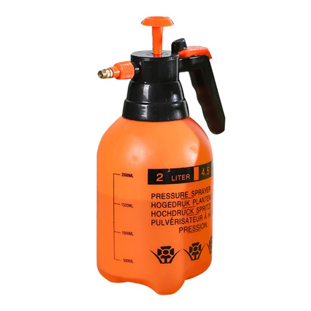 A hand-operated pressure sprayer designed to dispense air or liquid in a controlled spray, commonly used for applying pesticides, fertilizers, or cleaning solutions. The device consists of a pressurized chamber with a trigger-operated nozzle, allowing users to spray contents efficiently over targeted areas.