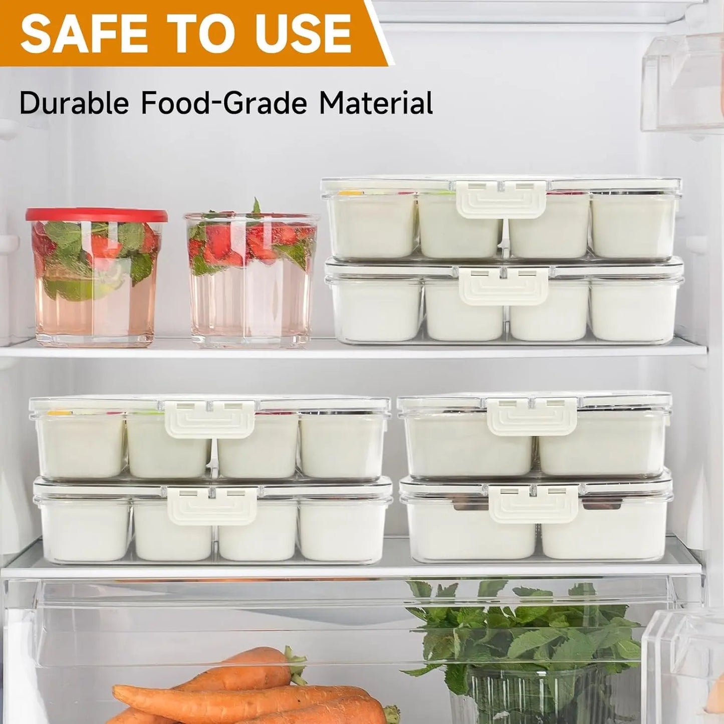 A divided serving tray storage box featuring multiple compartments, a secure lid, and a handle for easy portability; ideal for organizing and transporting snacks, fruits, nuts, or appetizers during events, picnics, or daily use