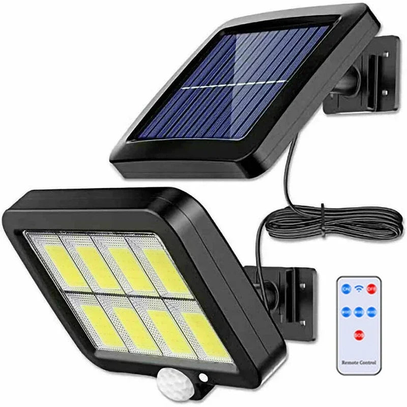 Modern solar-powered split wall lamp with energy-efficient LED lighting. Designed for outdoor use, featuring a sleek, weather-resistant build and automatic dusk-to-dawn activation for enhanced illumination and security