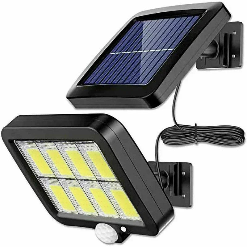 Modern solar-powered split wall lamp with energy-efficient LED lighting. Designed for outdoor use, featuring a sleek, weather-resistant build and automatic dusk-to-dawn activation for enhanced illumination and security