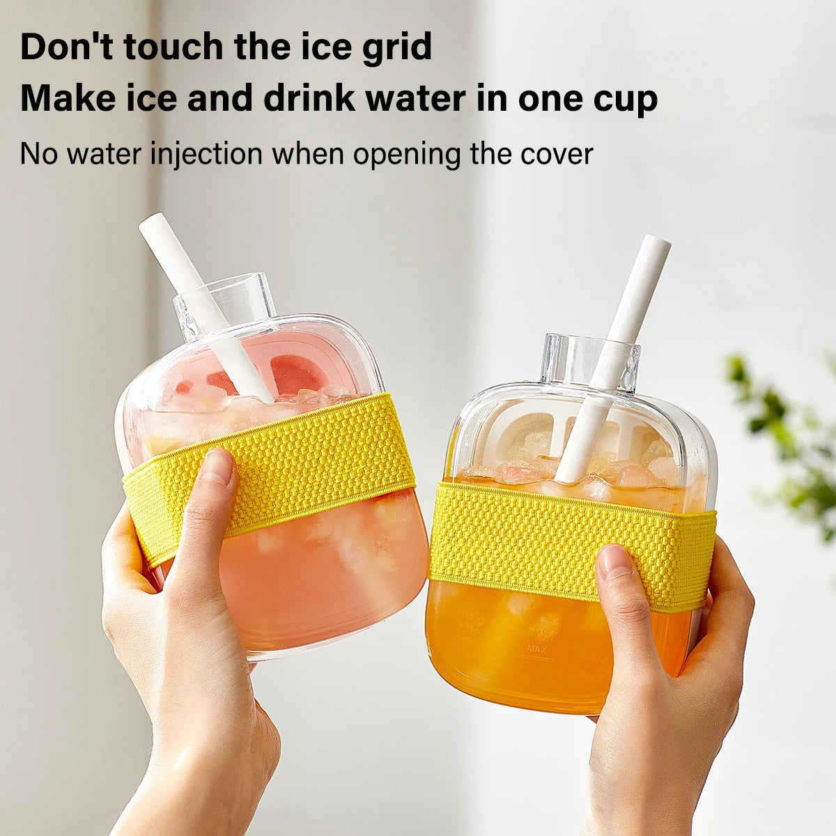 A stackable ice cube tray with a secure lid, designed for easy filling and spill-free storage, ensuring fresh and odor-free ice cubes.