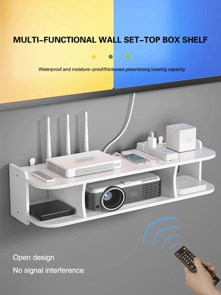 A Wi-Fi hanging shelf is a wall-mounted storage solution designed to hold a Wi-Fi router, modem, or other small electronic devices. These shelves help optimize signal strength by positioning the router at an ideal height and provide organized cable management to reduce clutter.