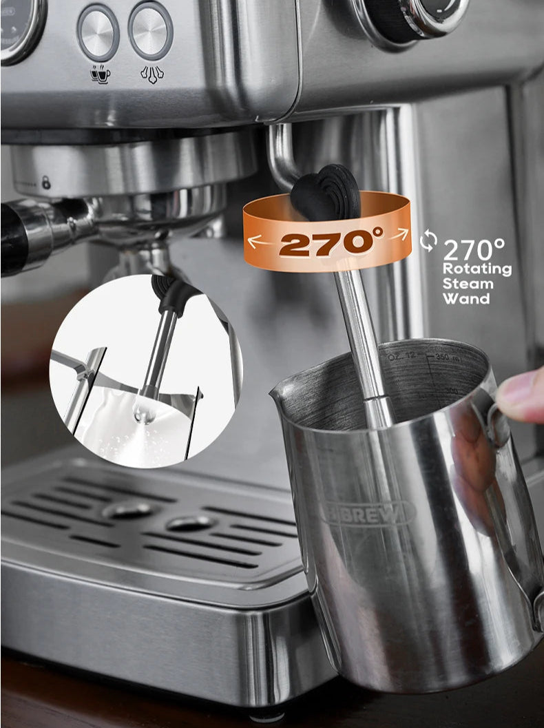An automatic espresso coffee machine designed for ease of use, featuring a sleek modern design, programmable settings for brewing espresso, and a built-in grinder for fresh coffee grounds.