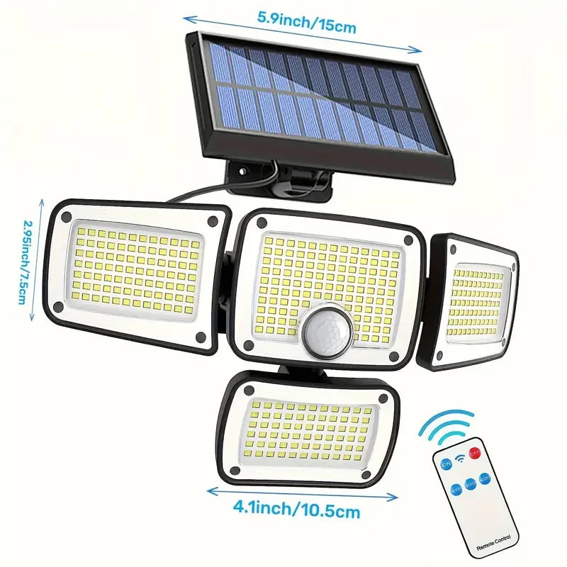 Outdoor solar lights with motion sensor, designed to automatically illuminate when movement is detected. These energy-efficient lights are perfect for pathways, gardens, or driveways and are powered by solar energy.