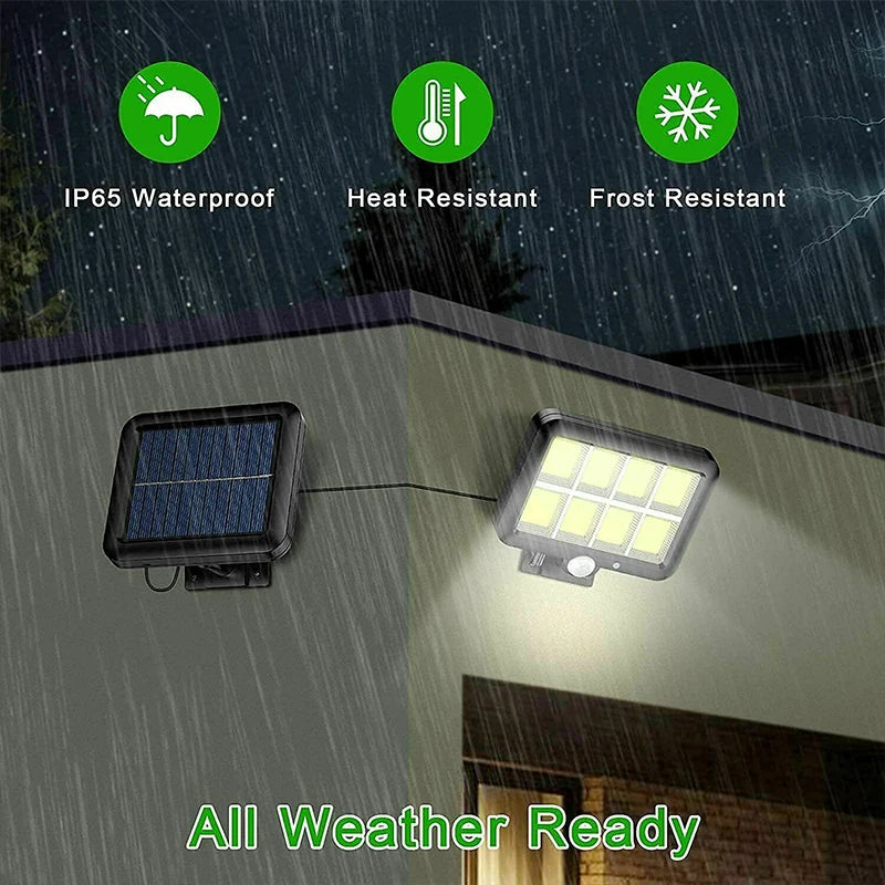 Modern solar-powered split wall lamp with energy-efficient LED lighting. Designed for outdoor use, featuring a sleek, weather-resistant build and automatic dusk-to-dawn activation for enhanced illumination and security