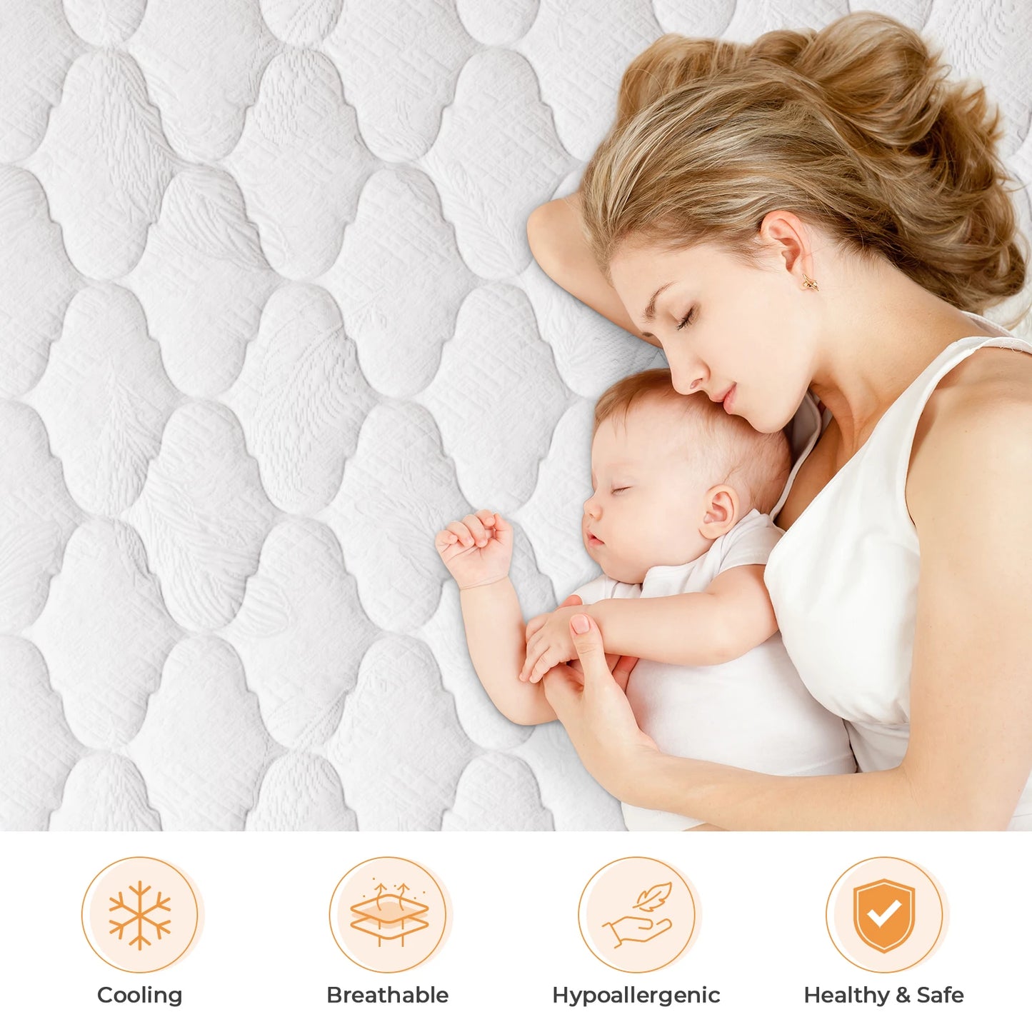 Comfortable mattress featuring pocket springs and memory foam for optimal support and pressure relief. Designed to adapt to body contours, reducing motion transfer for a restful sleep.