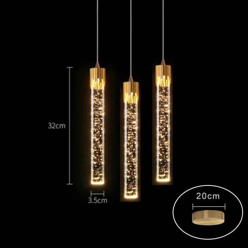 A modern luxury crystal pendant lamp featuring elegant crystal elements suspended from a sleek, contemporary fixture. Designed to add sophistication and glamour to any space, this lamp combines high-quality materials with innovative design, making it a striking focal point in both modern and traditional interiors