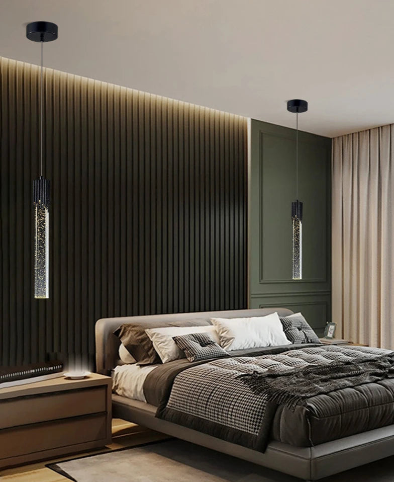 A modern luxury crystal pendant lamp featuring elegant crystal elements suspended from a sleek, contemporary fixture. Designed to add sophistication and glamour to any space, this lamp combines high-quality materials with innovative design, making it a striking focal point in both modern and traditional interiors