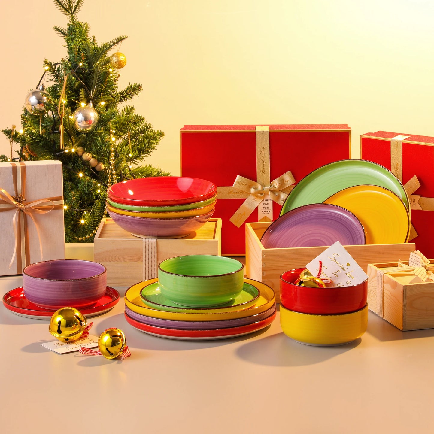 A multicolor ceramic plate set is a collection of dining plates crafted from high-quality ceramic material, featuring a variety of vibrant colors and patterns. These sets are designed to add a touch of elegance and liveliness to your dining experience, making them perfect for both everyday use and special occasions