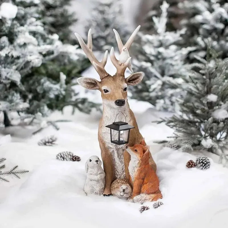 Charming solar-powered animal figurine with LED lights, designed for outdoor and garden decor. Absorbs sunlight during the day and emits a warm glow at night, adding a magical touch to any space