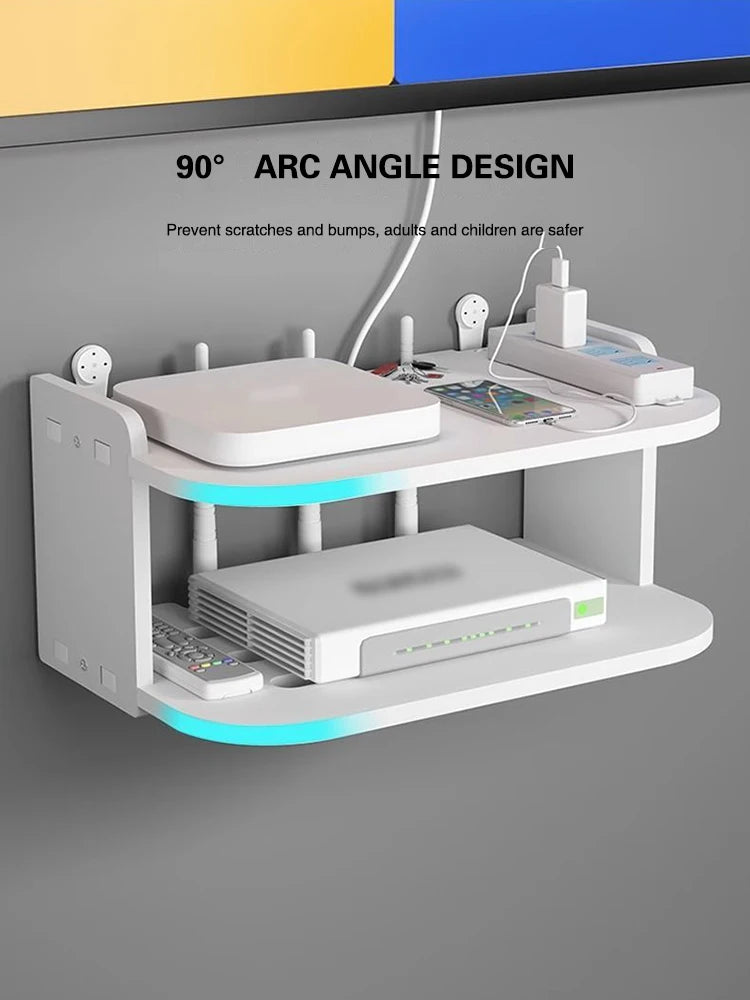 A Wi-Fi hanging shelf is a wall-mounted storage solution designed to hold a Wi-Fi router, modem, or other small electronic devices. These shelves help optimize signal strength by positioning the router at an ideal height and provide organized cable management to reduce clutter.