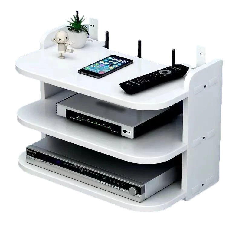 A Wi-Fi hanging shelf is a wall-mounted storage solution designed to hold a Wi-Fi router, modem, or other small electronic devices. These shelves help optimize signal strength by positioning the router at an ideal height and provide organized cable management to reduce clutter.
