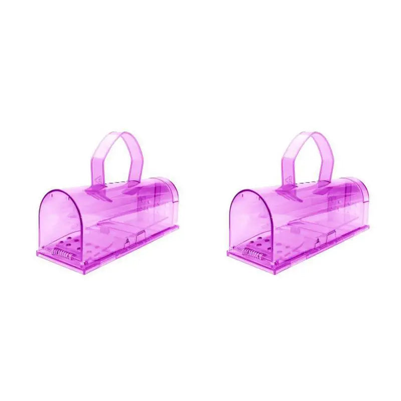 A humane mouse trap designed to safely capture and release mice without harm. The transparent plastic construction allows for easy monitoring, and ventilation holes ensure the mouse's well-being until release