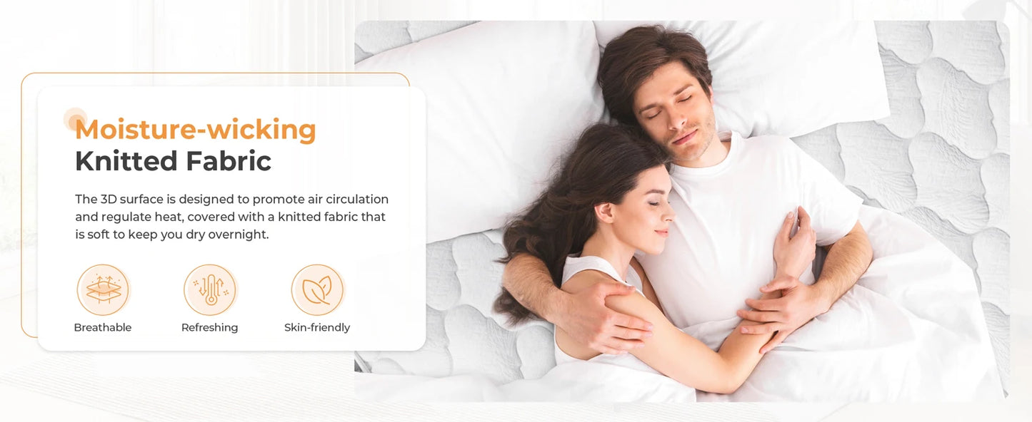 Comfortable mattress featuring pocket springs and memory foam for optimal support and pressure relief. Designed to adapt to body contours, reducing motion transfer for a restful sleep.