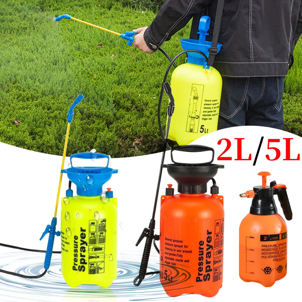 A hand-operated pressure sprayer designed to dispense air or liquid in a controlled spray, commonly used for applying pesticides, fertilizers, or cleaning solutions. The device consists of a pressurized chamber with a trigger-operated nozzle, allowing users to spray contents efficiently over targeted areas.