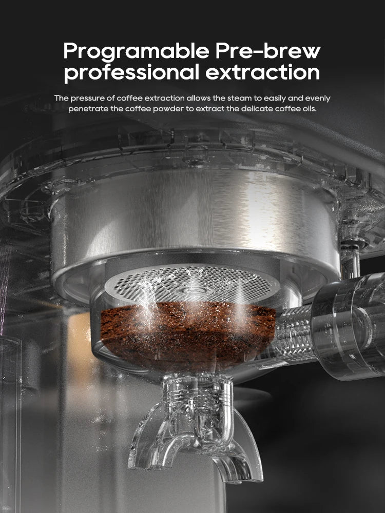 An automatic espresso coffee machine designed for ease of use, featuring a sleek modern design, programmable settings for brewing espresso, and a built-in grinder for fresh coffee grounds.