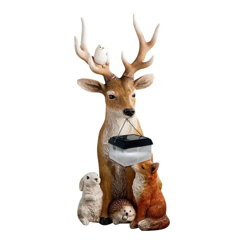 Charming solar-powered animal figurine with LED lights, designed for outdoor and garden decor. Absorbs sunlight during the day and emits a warm glow at night, adding a magical touch to any space