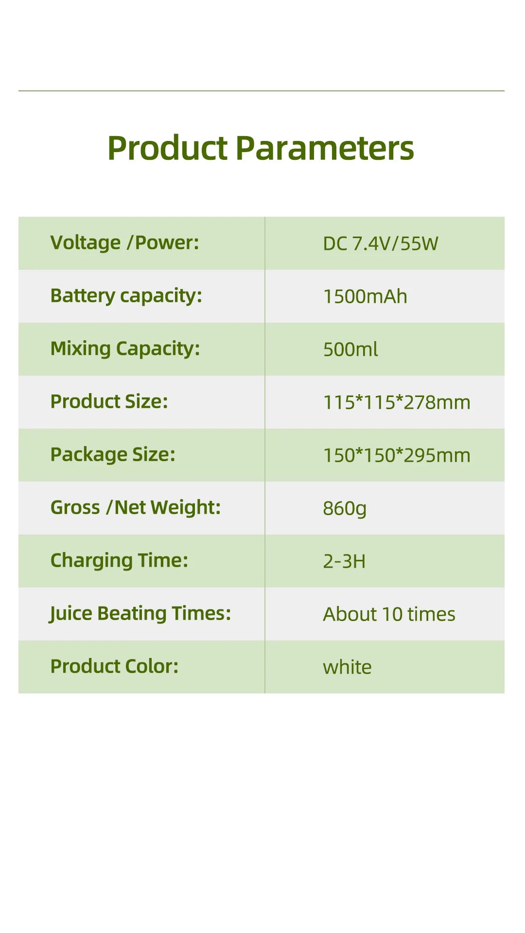 Licuadora portátil recargable por USB