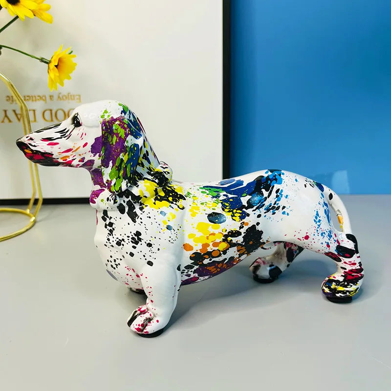 Figura de perro salchicha de colores