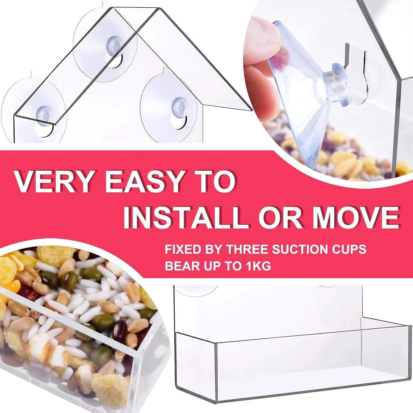 Acrylic Bird Feeder Clear Window