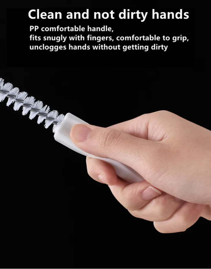 A flexible pipe dredging brush designed to clean the interior of pipes and drains. It features durable bristles attached to a long, bendable handle, allowing it to navigate through curves and remove debris, ensuring optimal water flow