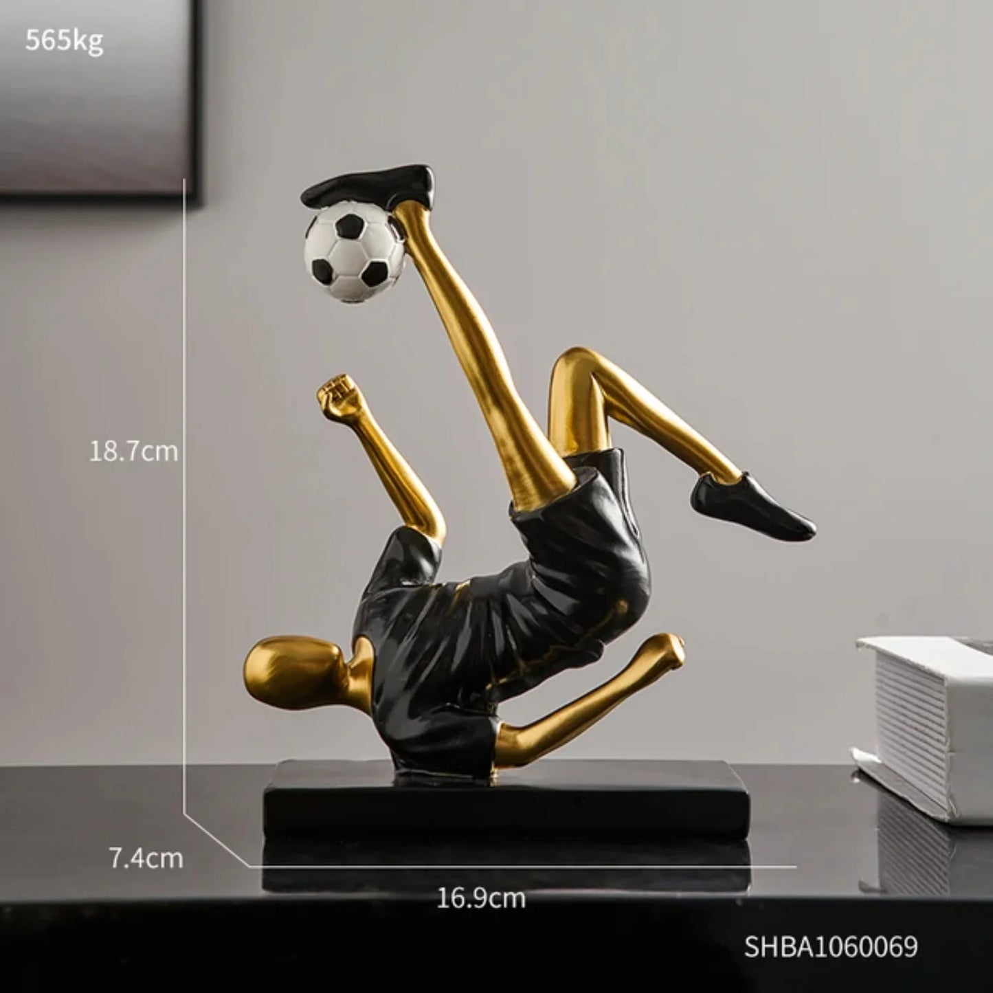 Estatua de resina de jugador de fútbol