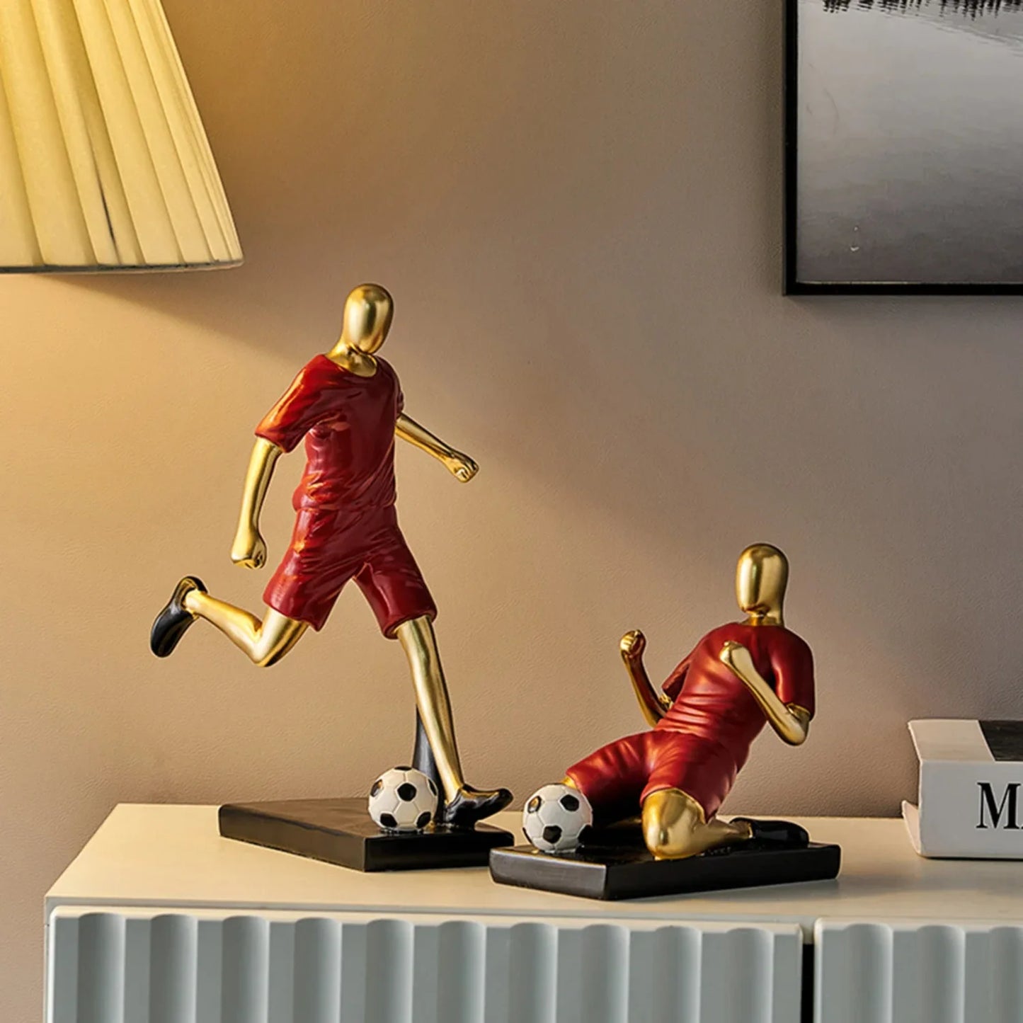 Estatua de resina de jugador de fútbol