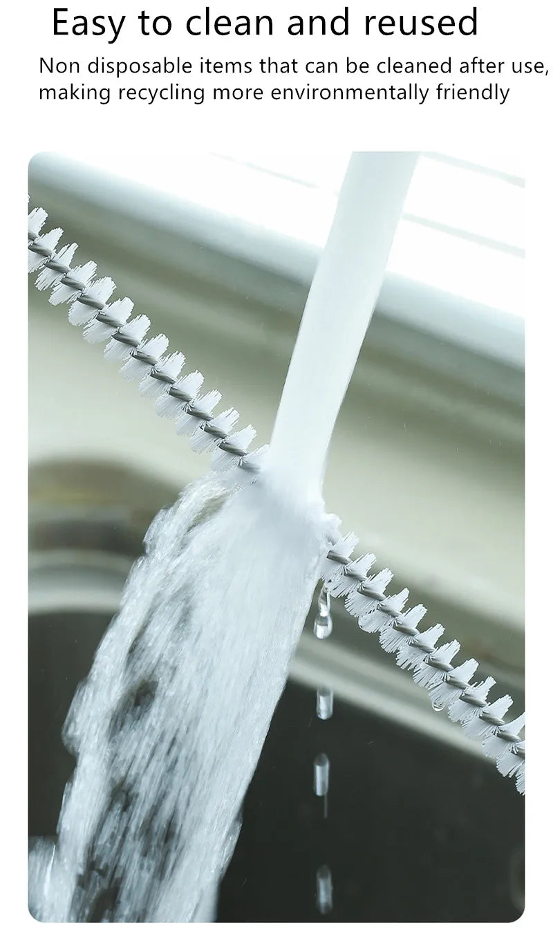A flexible pipe dredging brush designed to clean the interior of pipes and drains. It features durable bristles attached to a long, bendable handle, allowing it to navigate through curves and remove debris, ensuring optimal water flow