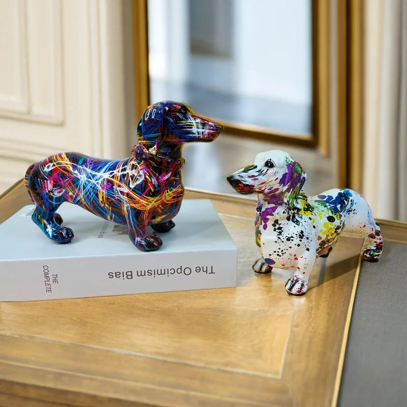 Figura de perro salchicha de colores