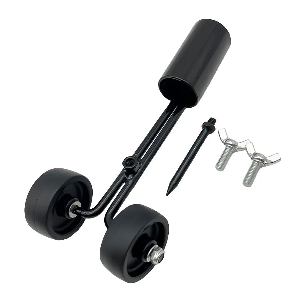 A portable gap weeder grass trimmer featuring an adjustable-length handle and a specialized cutting head designed to remove weeds from narrow gaps, such as between paving stones or along driveway edges. This manual tool allows users to eliminate weeds without the need to bend down, promoting ergonomic gardening practices