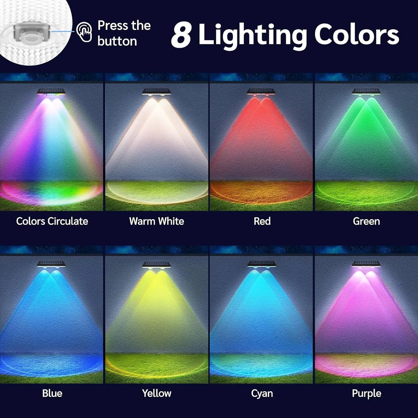 Luz solar para vallas que cambia de color RGB para exteriores y jardín